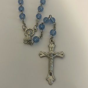 Catholic Blue Glass Traditional Rosary Beads